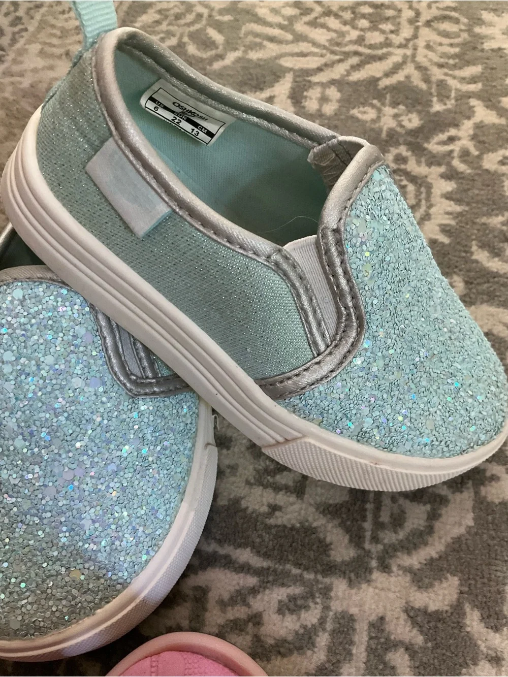 OshKosh B'gosh Glitter Sneakers Pink Floral Water Shoes Hobibear sandals 6
